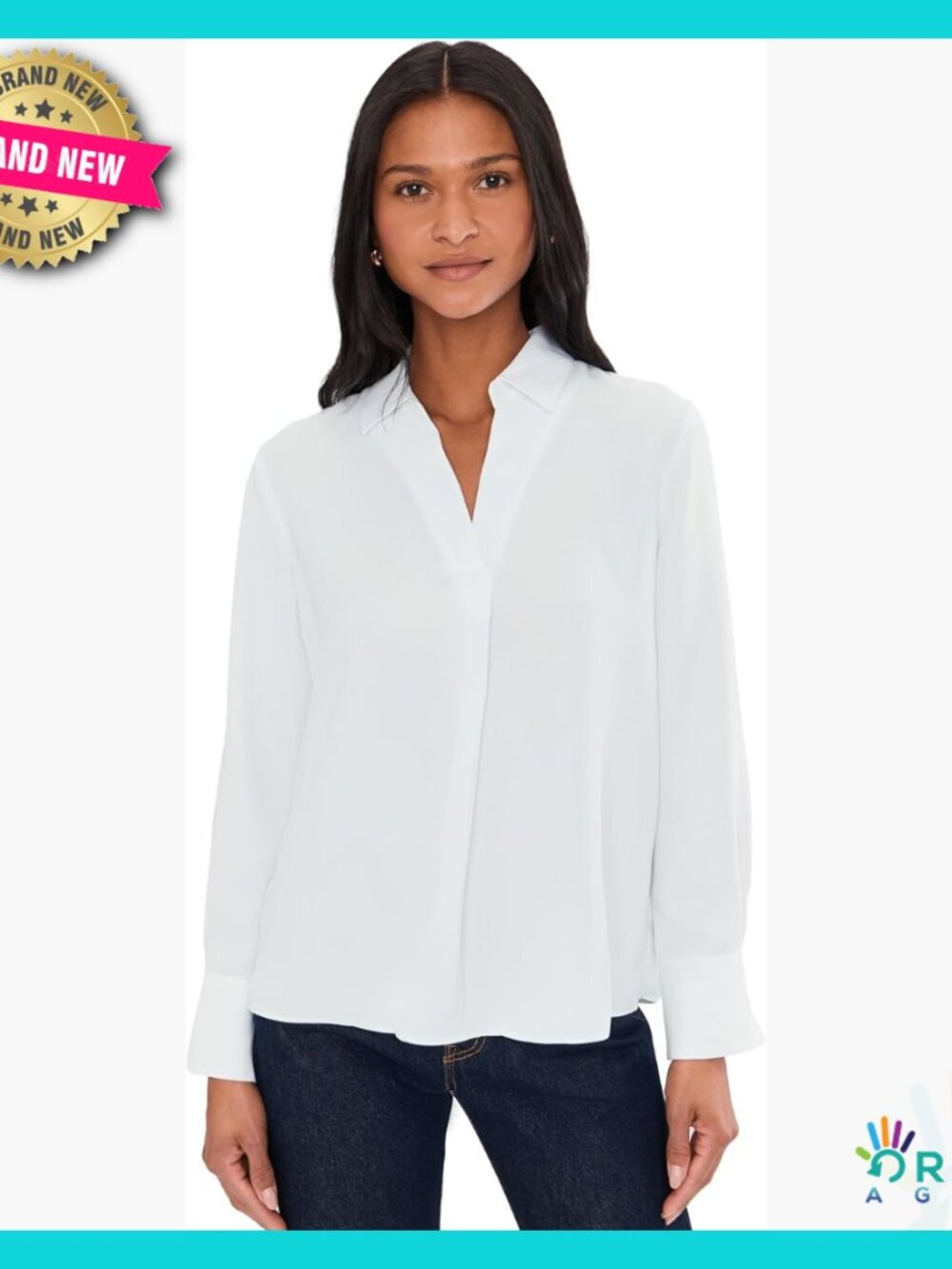 Classic Collared Popover Shirt Relaxed Fit Long Sleeve Woven Polyester
